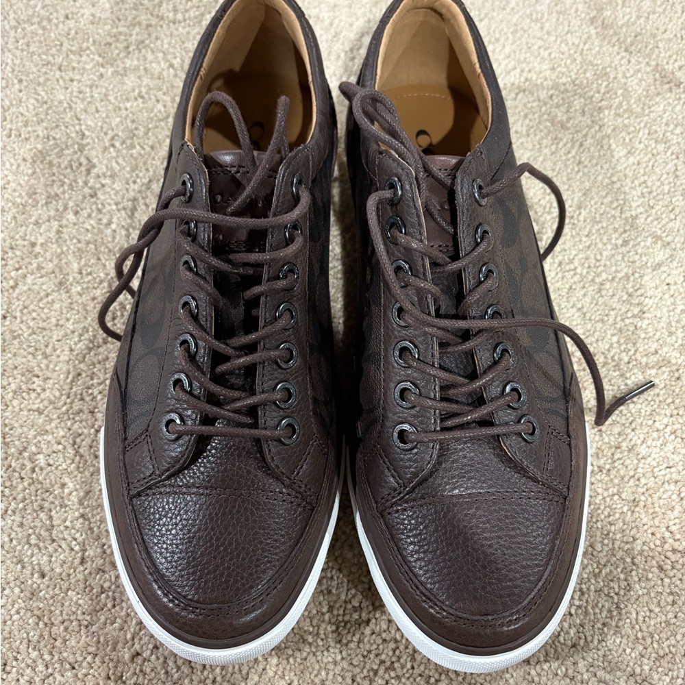 Men's Coach Porter Low Top Sig Brown Leather Sneakers